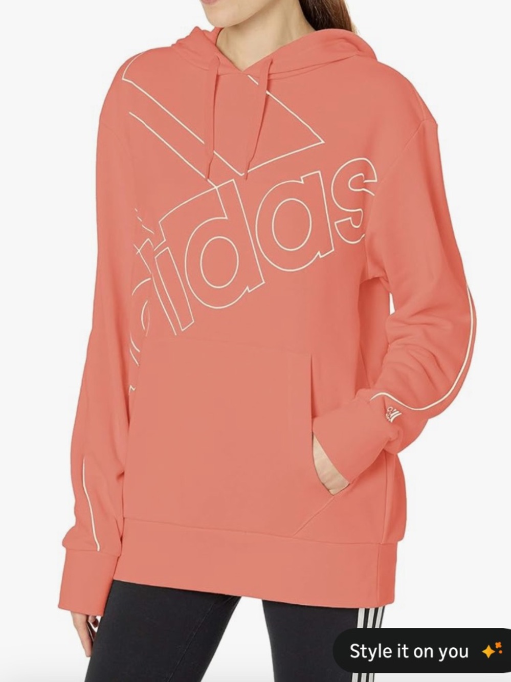 adidas Coral Pink Outline Logo Hoodie